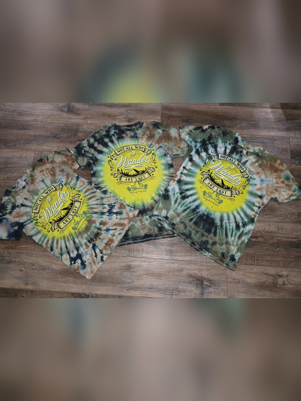 Lot of 3 Peace Frogs T-Shirts Not All Who Wander Are Lost Tie-Dye S, M, L NWOT